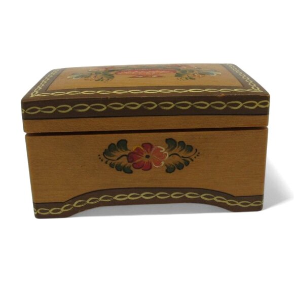 Wood Swiss MUSIC BOX Floral Design Playing Ich Han En Schatz Am Zürisee Vintage - Picture 5 of 10